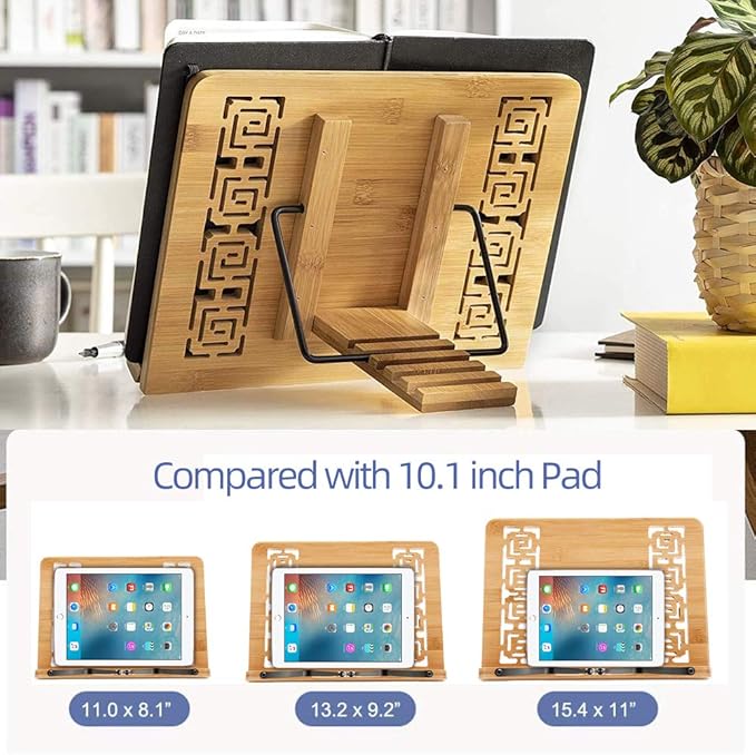 wishacc Large Size Bamboo Book Stand and Cookbook Holders - Image 4