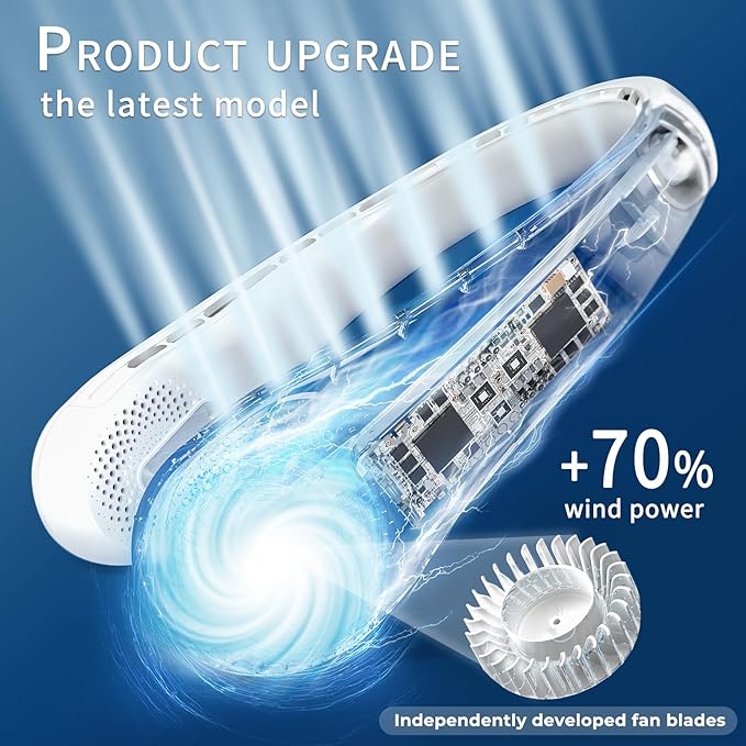 FrSara Neck Fan, Portable Fan Strong Wind, Upgraded 5200mAh, Upgraded Air Volume - Image 2