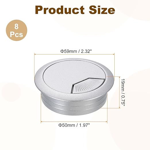 uxcell 8 Pcs 50mm Desk Grommet, Plastic Cable Hole Cover, Wire Cord Cable - Image 2