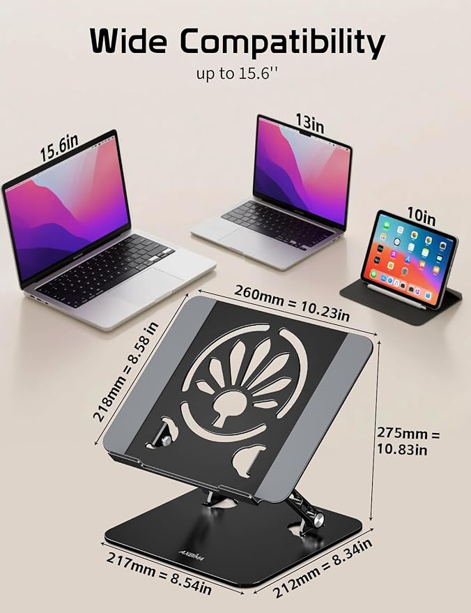 Aluminum Laptop Stand for Desk – Adjustable Ergonomic Laptop Riser, Foldable & - Image 6