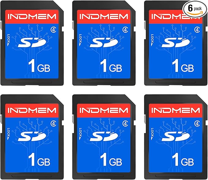 INDMEM SD Card 1GB, 6 Packs Class 4 1GB Flash Memory Card MLC Standard Secure by READYXIO