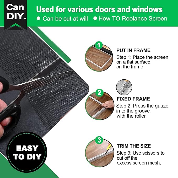 QWR Pet Proof Window Screen Replacement, Cat Resistant Screen Mesh - Image 4