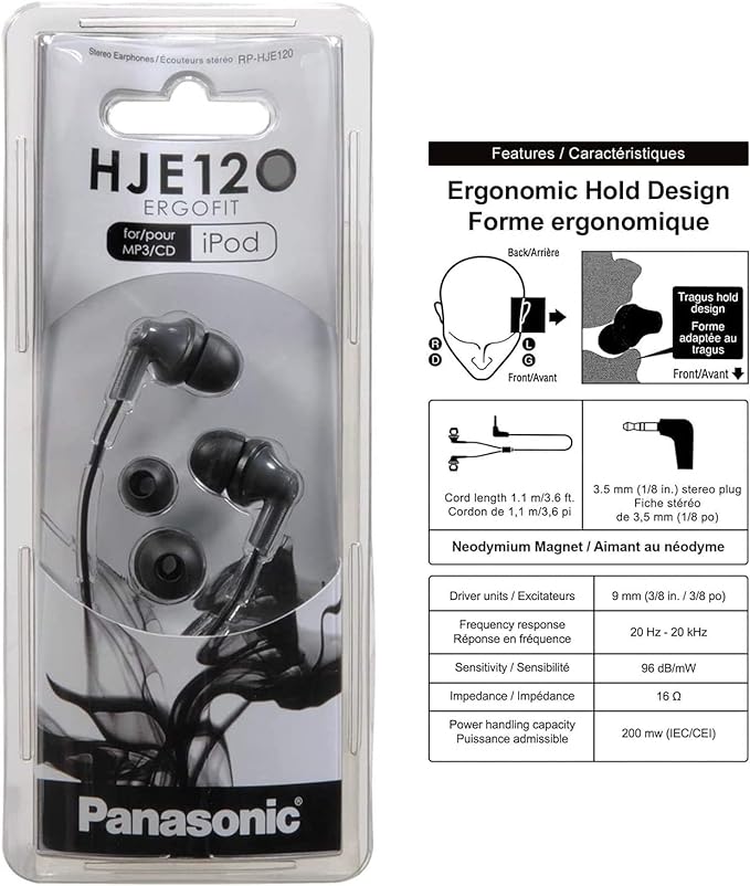 Panasonic ErgoFit Wired Earbuds, 3.5mm Jack In-Ear Headphones Wired - Image 5