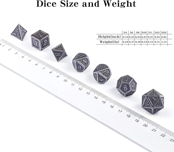 DnDnD Acient Silver Metal DND Dice Set, Pathfinder, Savage World and Table Games - Image 5
