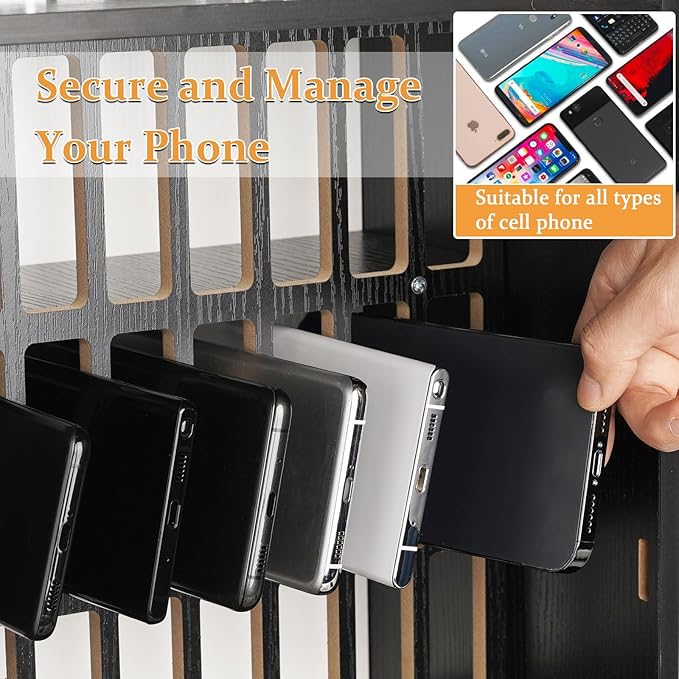 Cell Phone Holder Classroom 36 Slots Wooden Cell Phone Storage Cabinet Pocket - Image 5