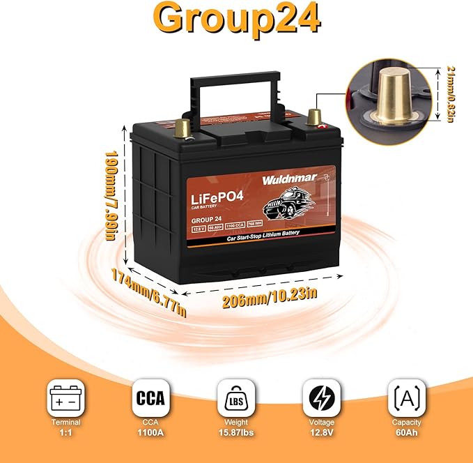 High Performance G24 12V 60AH Lithium Car Start Stop Battery - Image 2