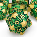 Metal DND Dice Set with Box, Debris RPG Green Golden D and D Dice by ORIFANTOU