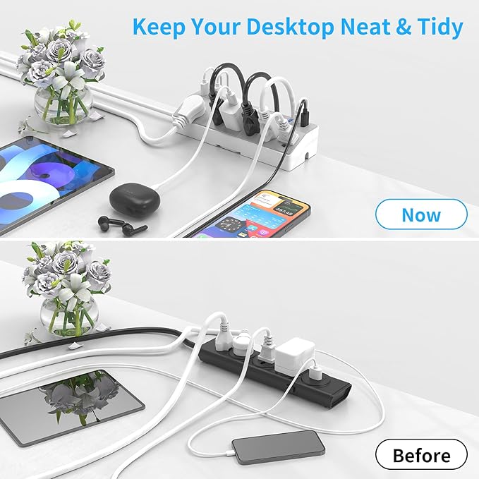 Clamp Power Strip Tall, 40W Fast Charging Station, Desk Mount Desk Shelf - Image 5