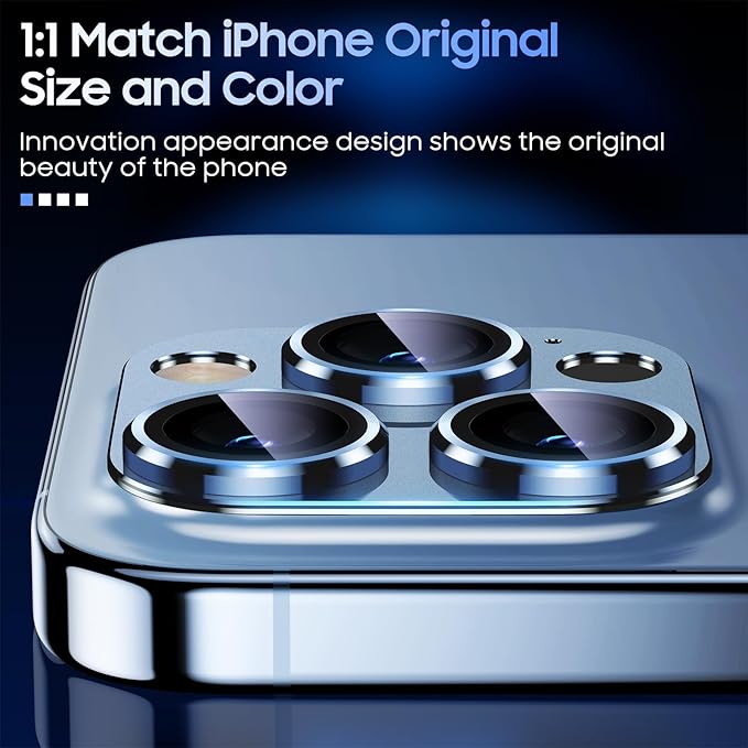 Uyiton for iPhone 13 Pro/iPhone 13 Pro Max Camera Lens Protector, Metal Ring - Image 6