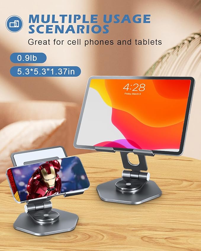 Foldable Aluminum Tablet Stand for Desk, 360° Swivel iPad & Tablet Holder – - Image 5