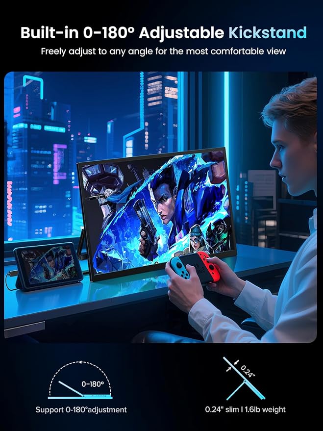 UPERFECT Portable Monitor 18.5-inch 120HZ Touchscreen 100% sRGB w/VESA & Stand - Image 5
