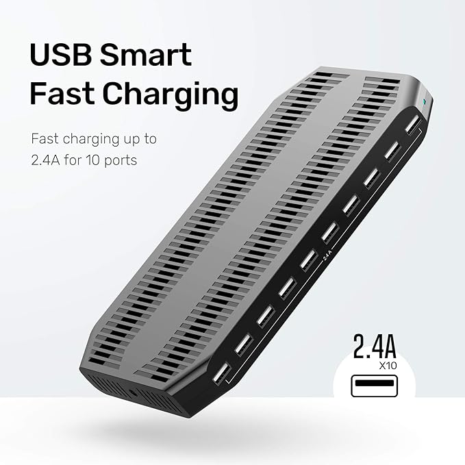 Unitek USB Charging Station, 10 USB Fast Ports Charge Docking Station and - Image 3