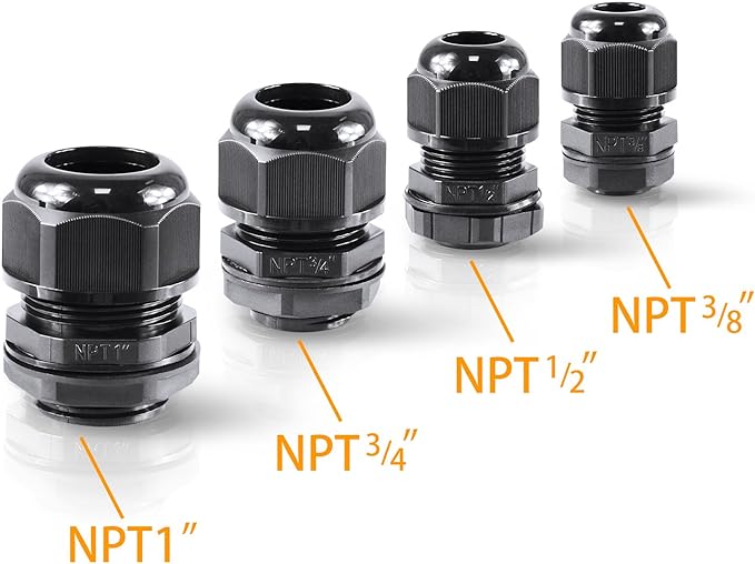 XHF 25 Pcs 3/8" IP68 Strain Relief Nylon Cord Grip NPT Cable Glands Adjustable - Image 6