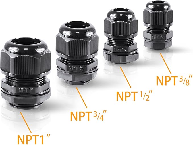 XHF 5 Pcs 3/4" IP68 Strain Relief Nylon Cord Grip NPT Cable Glands Adjustable - Image 7