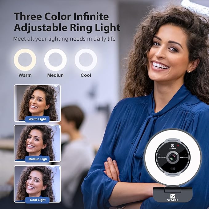 Zoomable Webcam with Remote Control, 1080P 60FPS Streaming Webcam with - Image 3