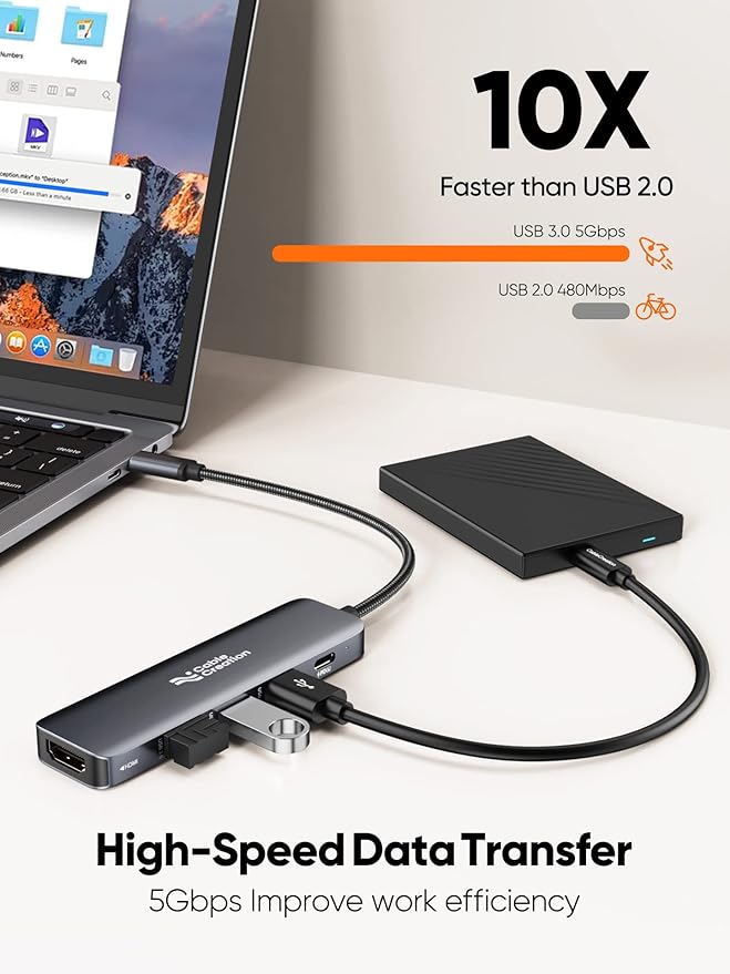 USB C Hub, CableCreation 5-in-1 USB C to HDMI Multiport Adapter, 100W PD - Image 5