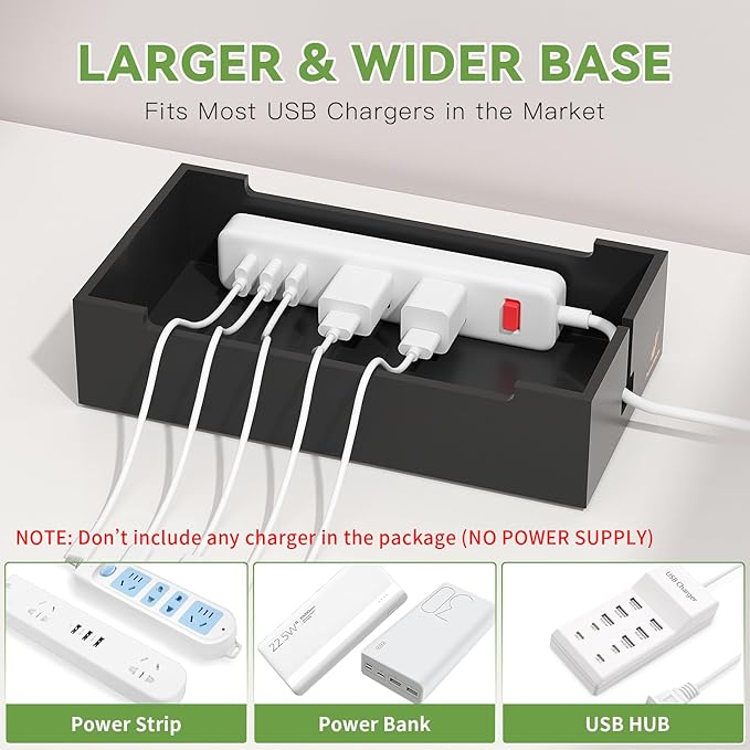Pezin & Hulin Natural Bamboo Cable Management Box, Wire Organizers - Image 6