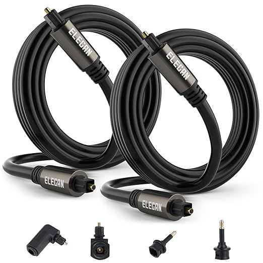 Elecan Optical Audio Cable 12 Ft/2 Pack Digital Audio Toslink Cable Cord-Fiber by Elecan
