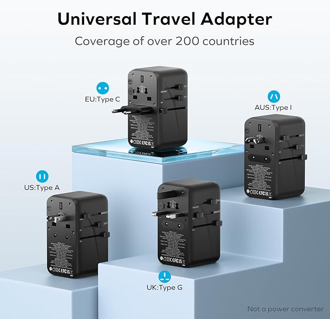 MOMAX Universal Travel Adapter, 170W GaN International Power Adapter, 2 USB-C 2 - Image 5