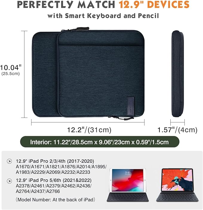 MoKo 12.9 Inch Tablet Sleeve Bag Carrying Case - Image 2