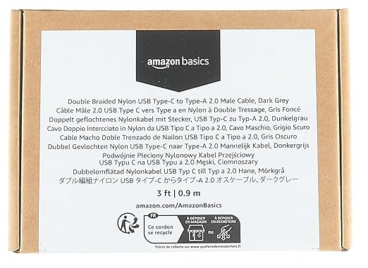 Amazon Basics USB-C to USB-A 2.0 Fast Charger Cable, Nylon Braided Cord - Image 8