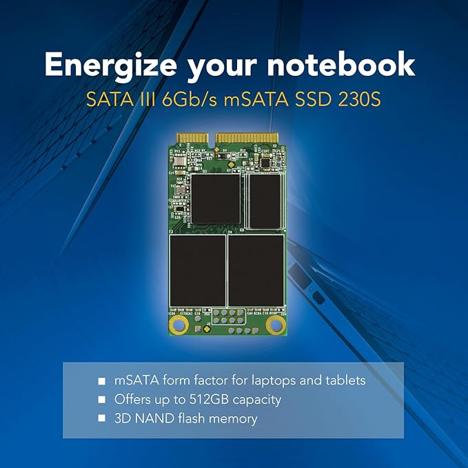 Transcend 128GB mSATA SSD with Dram Cache, Mini SATA III 6G/s Internal Solid - Image 3
