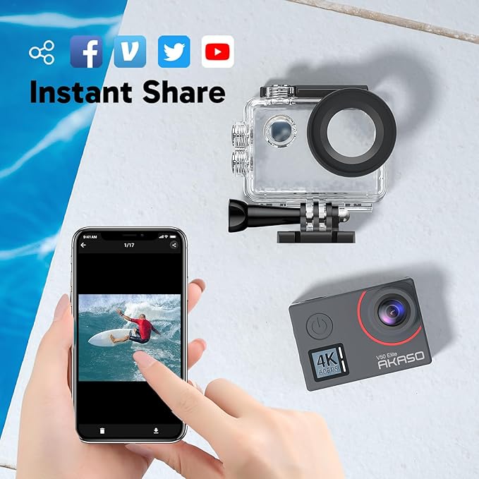 AKASO V50 Elite 4K60fps Touch Screen WiFi Action Camera Voice Control EIS 131 - Image 7