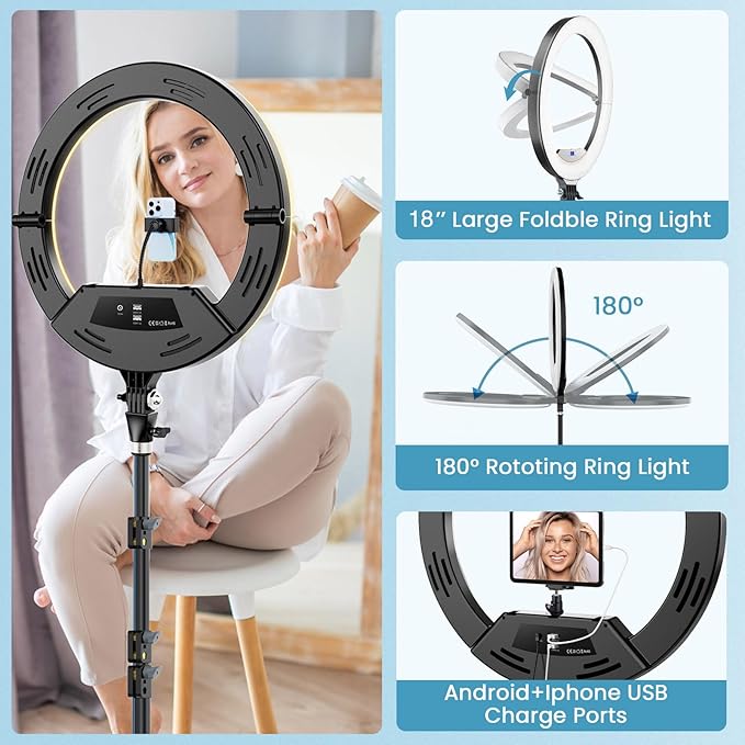 18" Large Ring Light with 60" Tripod Stand - Image 3