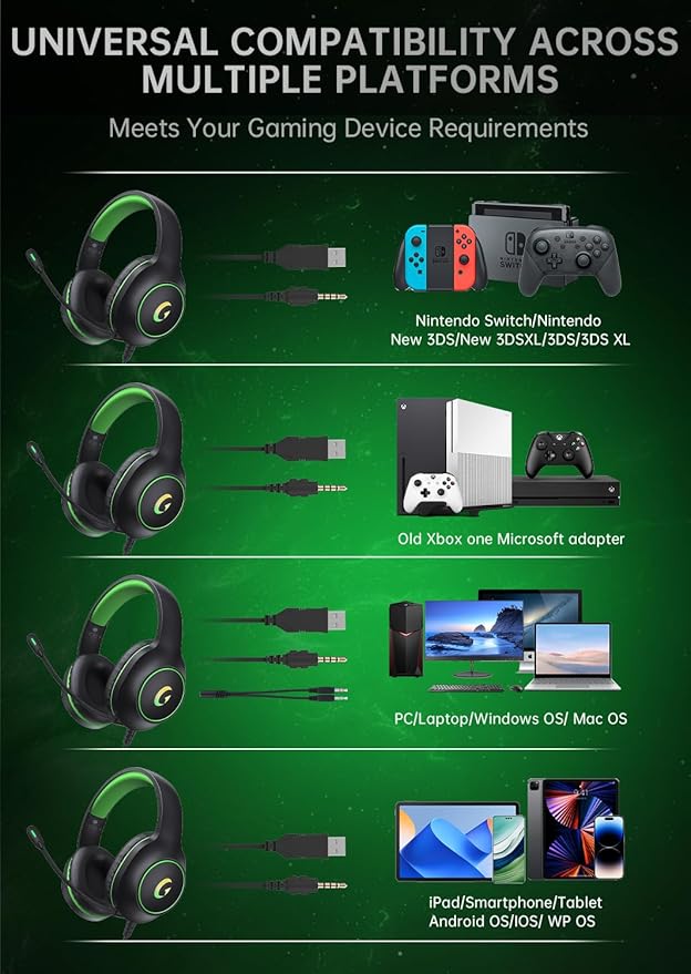 CM7002 Gaming Headset for PS5, Xbox Series, Surround Sound RGB Gaming Headphones - Image 7