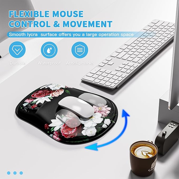 Mouse Pad with Wrist Rest, Ergonomic Mousepads with Wrist Support, Soft Lycra - Image 4
