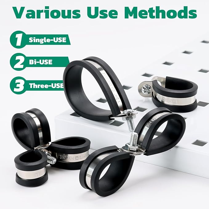 68PCS Cable Clamps Assortment Kit, 7 Sizes Stainless Steel Rubber Coated - Image 5