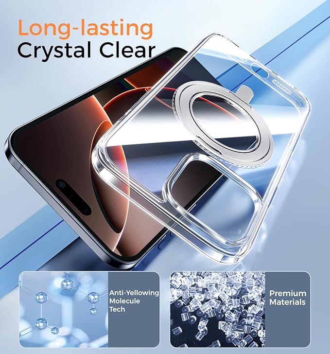MAGIC JOHN for iPhone 15 Pro Case 360° Rotatable Magnetic Invisible Stand - Image 8