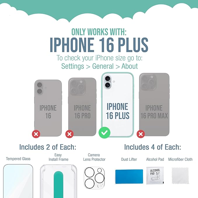 Smartish® iPhone 16 Plus Screen Protector + Camera Lens Covers - Image 6