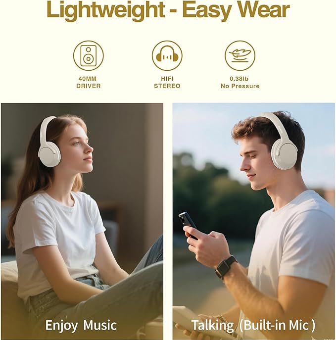 MIDOLA Bluetooth Headphones Over Ear 68H Playtime 6 EQ Wireless Headset - Image 3