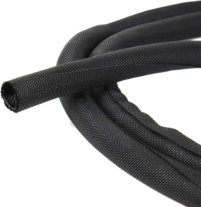 Black Braided Cable Management Sleeves Wire Loom Tubing Cord Protector by BuyUneed
