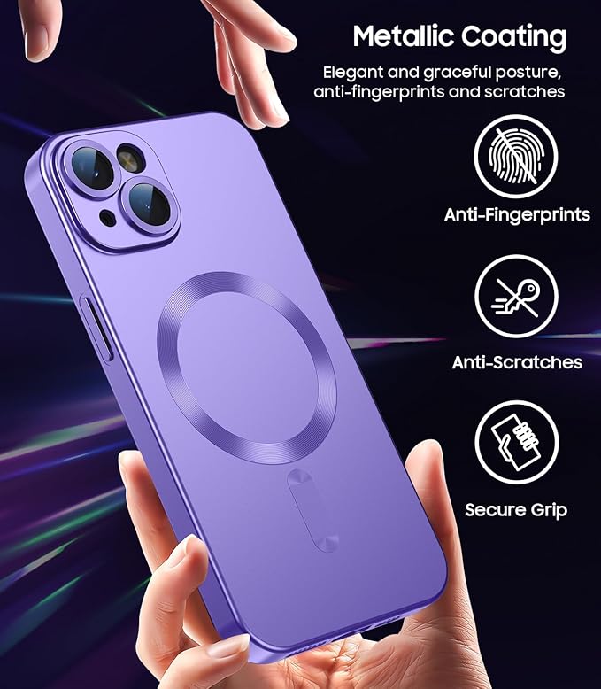 Magnetic for iPhone 14 Case Slim Soft Silicone Bumper Shockproof Metallic - Image 5