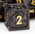 Haxtec Metal DND Dice Set Black Gold Metal D&D Dice by HaxtecDice