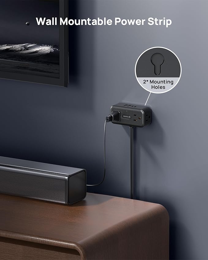 TROND 360° Rotating Flat Plug Power Strip, 5FT Extension Cord - Image 7