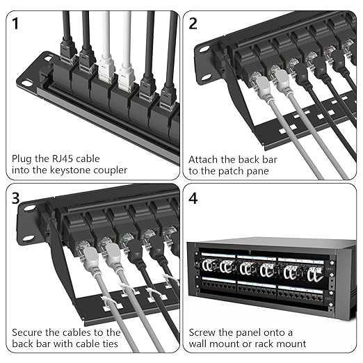 Jadaol 24 Port Patch Panel Rackmount or Wall Mount 19-Inch, 1U Cat6 Network - Image 8