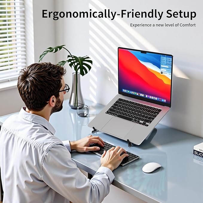 Adjustable Laptop Stand for Desk, Magnetic Phone Holder - Image 7