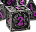 Haxtec Metal DND Dice Set Black Purple Dragon Pattern D&D Dice Set by HaxtecDice