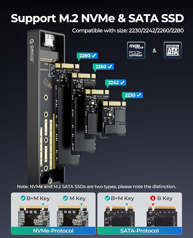 ORICO M.2 NVMe/SATA SSD Enclosure - Image 4