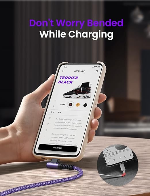 AINOPE USB C Charger Cable, 3.1A Type C Charger Cable Fast Charging, Right - Image 5