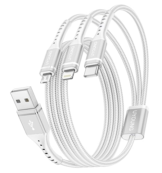 Multi Charging Cable 2Pack 4FT, 3 in 1 Charger Cable Braided Universal Phone by UYOUNG