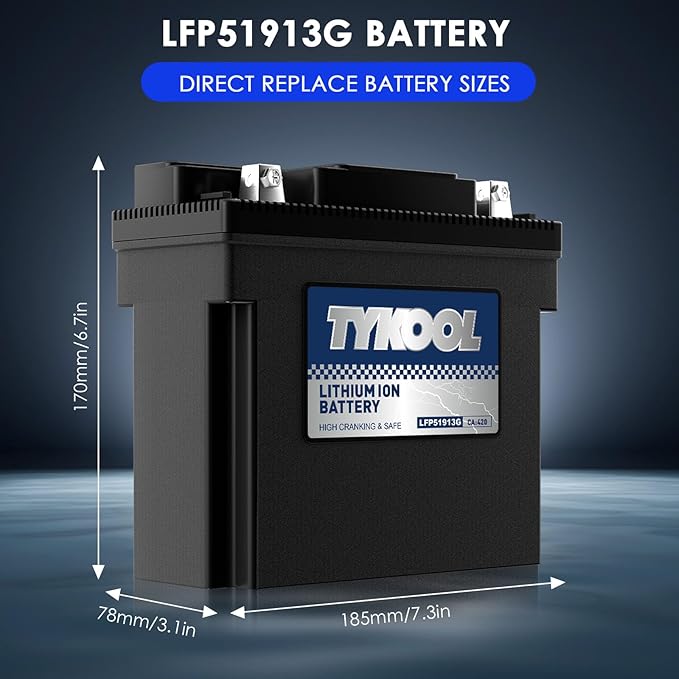 51913/51814 LiFePO4 Lithium Motorcycle Battery, Digital Readout, Fits - Image 4