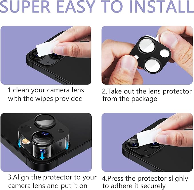 2 Pack Camera Lens Protector for iPhone 15 / iPhone 15 Plus, AR Tempered Glass - Image 5