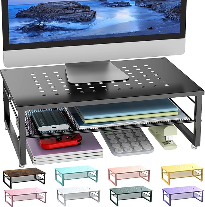 gianotter Desk Organizers and Accessories, 2-Tier Metal Monitor Stand Riser by gianotter