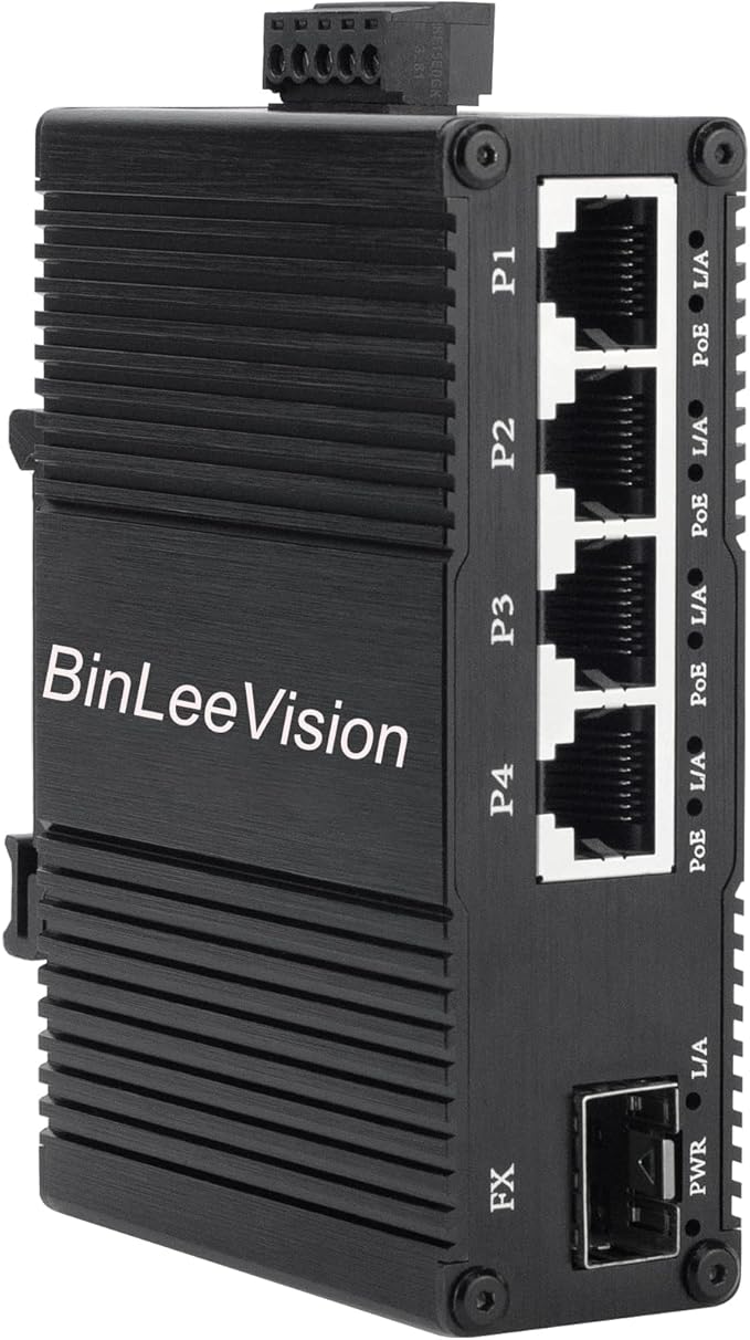 Industrial Mini Gigabit Ethernet Switch 4-Port RJ45 10/100/1000BASE-T+1-Port by Unknown