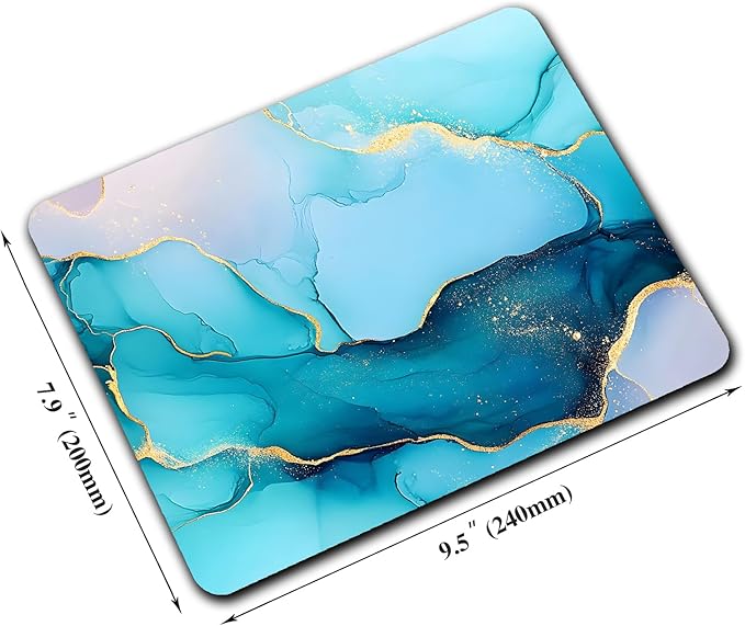 Golden Texture Teal Marble Mouse Pads - Image 2