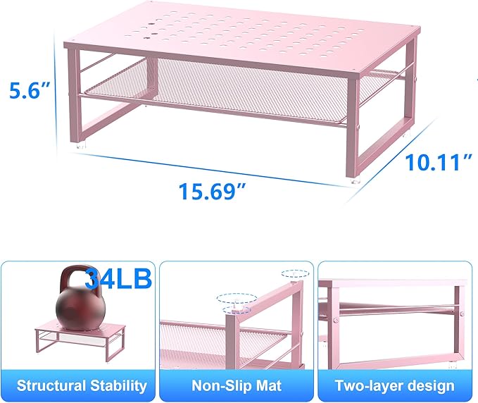 Gianotter 2-Tier Metal Monitor Stand Riser, Workspace Organizer - Image 5